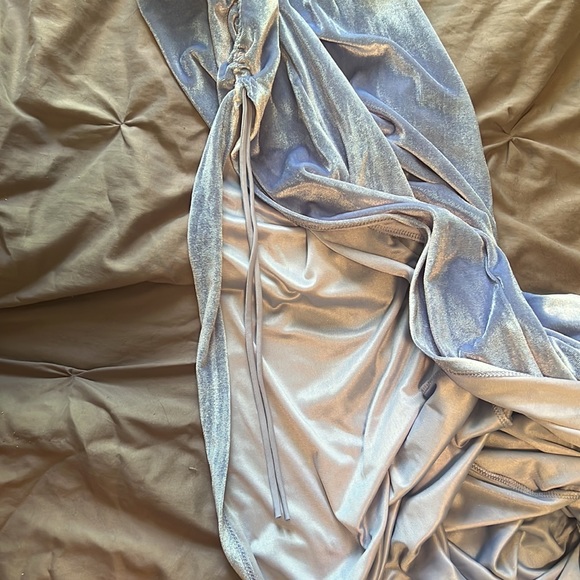 Baby Blue Velvet Maxi Dress - Picture 3 of 3